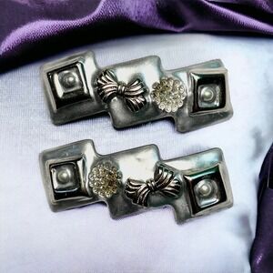 VTG Fernella’s Jools Silver Tone Hair Barrettes Set of 2 France
